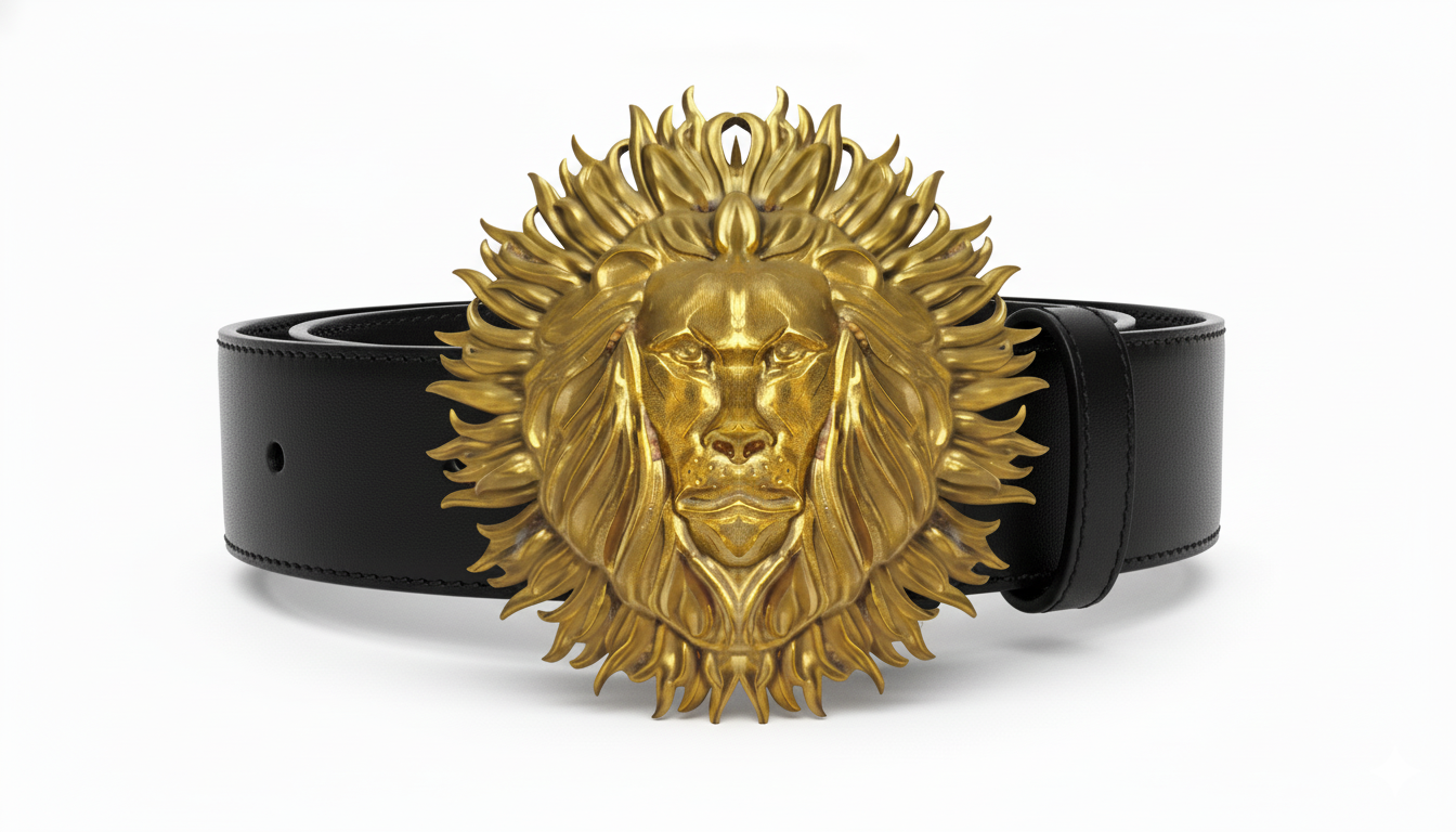 Goldkult Gürtelschnalle - The Lion - Gelbgold Poliert - Goldkult-Shop