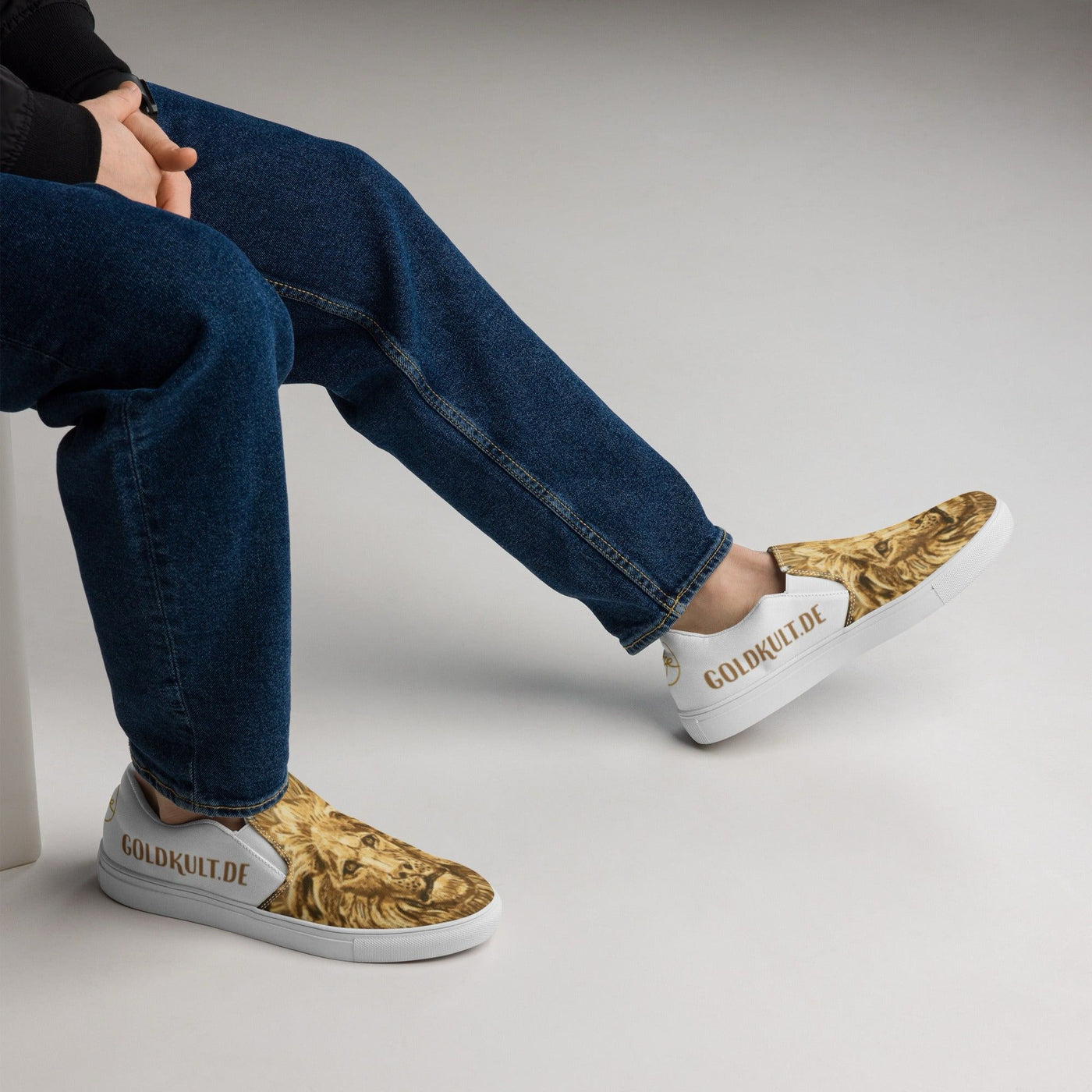 Gold Couture Slip-On Luxury Stil - Handmade - Black & White